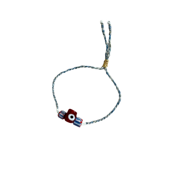 Vintage bead x eye bracelet - Burgundy