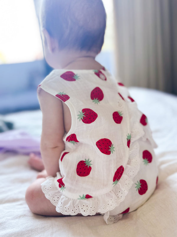Muslin strawberry set - Cream