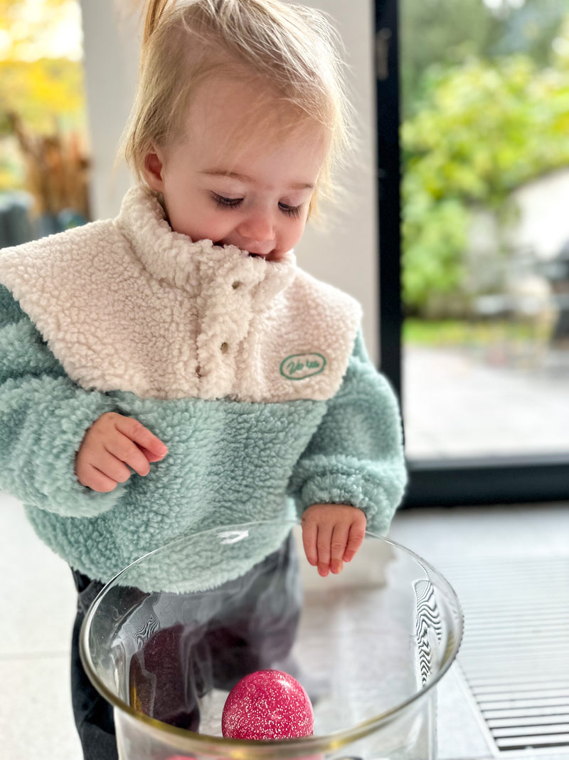 Bicolor pile jumper - Mint/cream