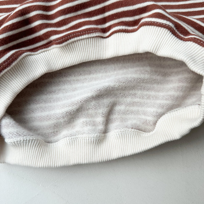 Teddy heart patch sweatshirt - Brown stripes