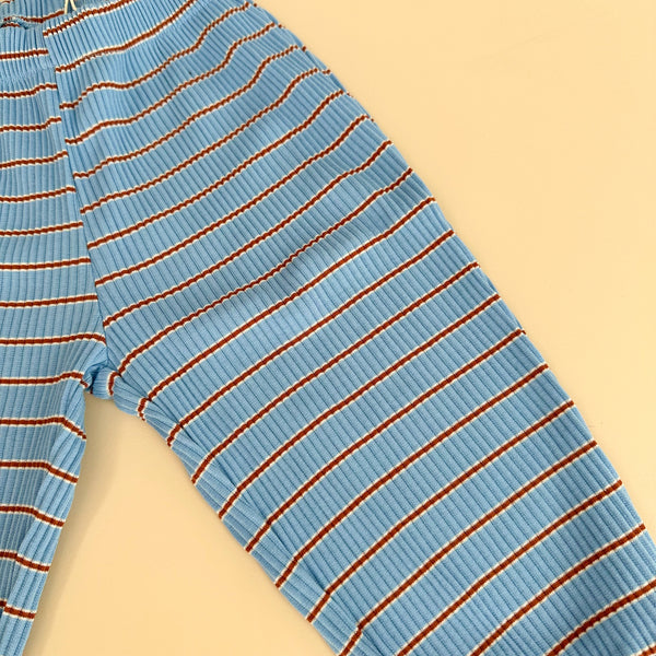 Striped cotton rib pants - Blue