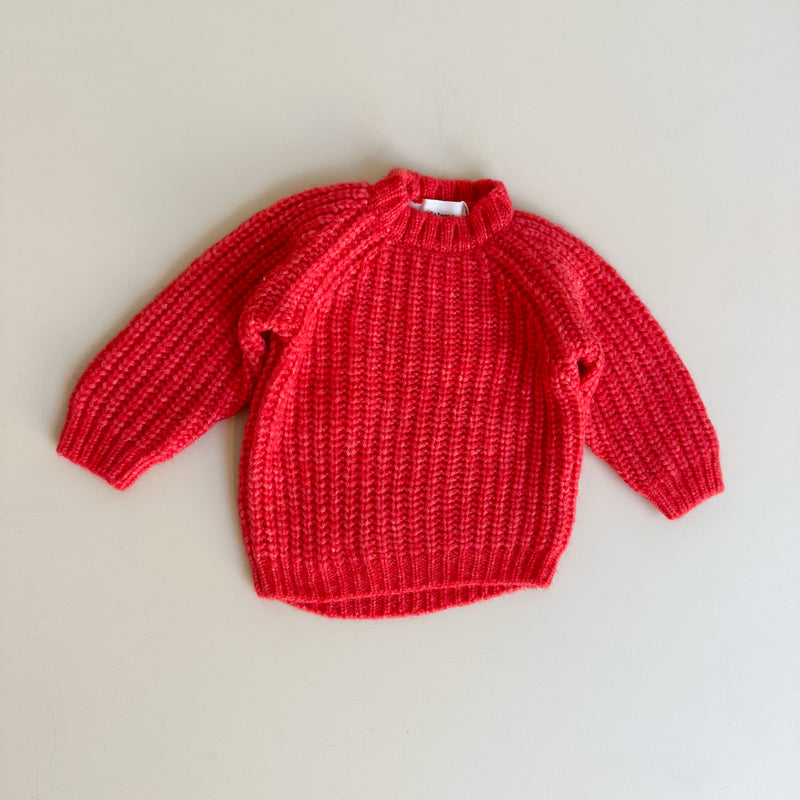 Knitted wool sweater - Coral red