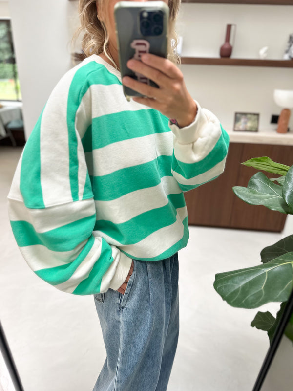 Sue striped sweatshirt - Green/cream