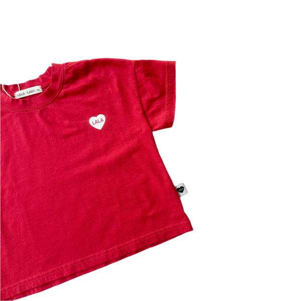 Lala heart tee - Washed red