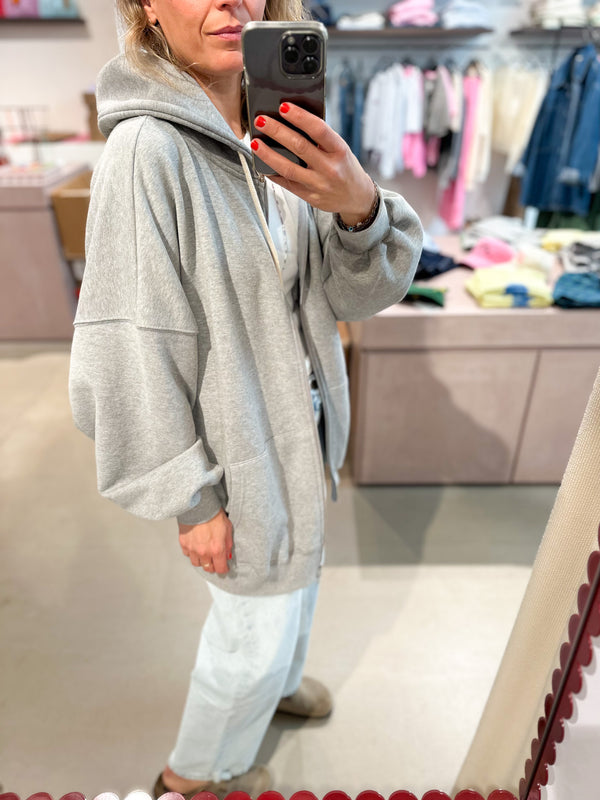 Oversized hoodie zip up - Grey melange
