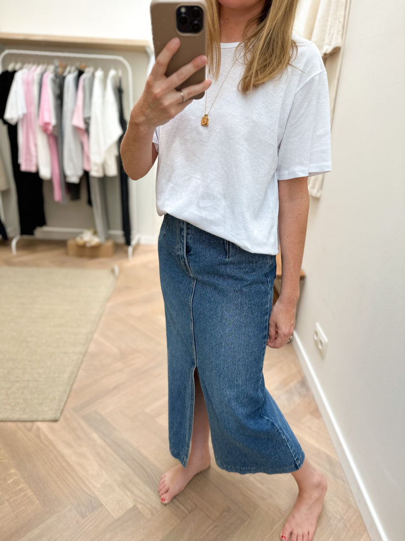 Linen mix tee - White
