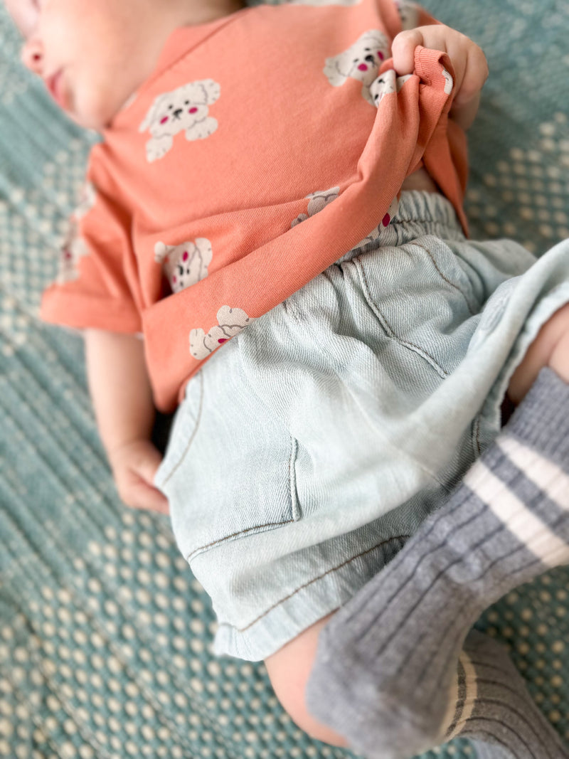 Bebe pocket denim short - Washed blue