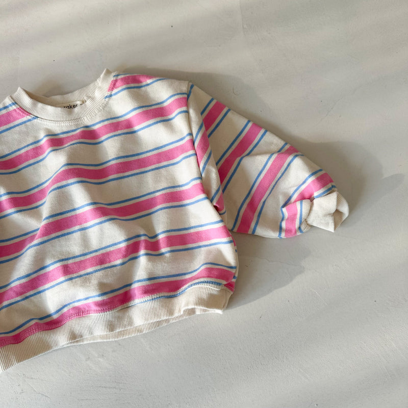 Bicolor stripe sweatshirt - Pink/blue
