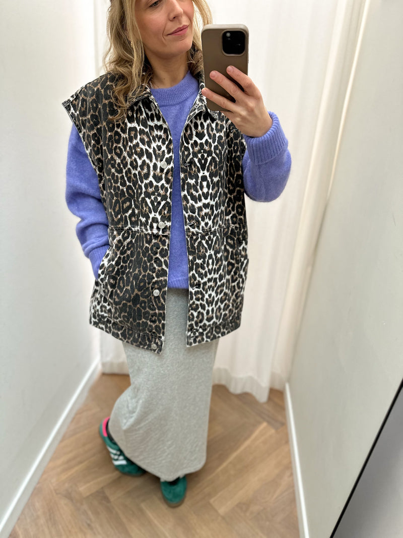Loa sleeveless denim jacket - Leopard