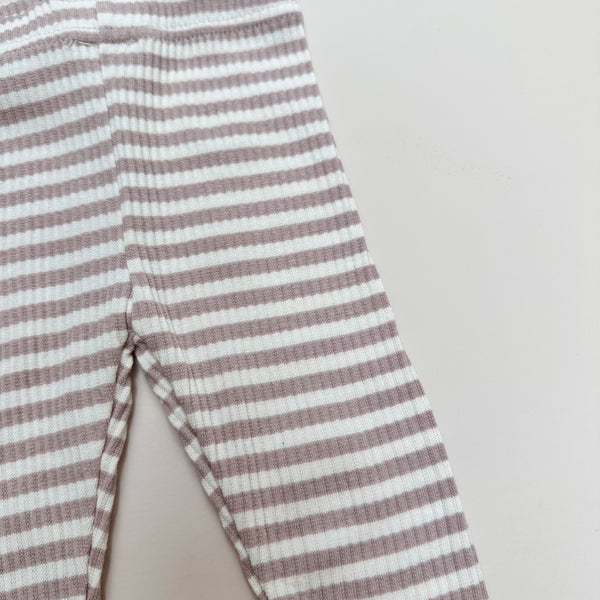 Striped dungarees leggings - Light beige