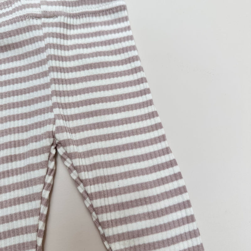 Striped dungarees leggings - Light beige
