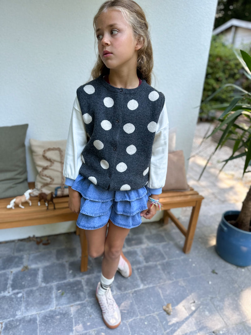 Wool mix polka dot vest - Charcoal