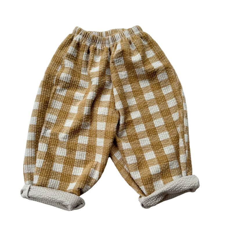 Mochi check corduroy pants - Mustard