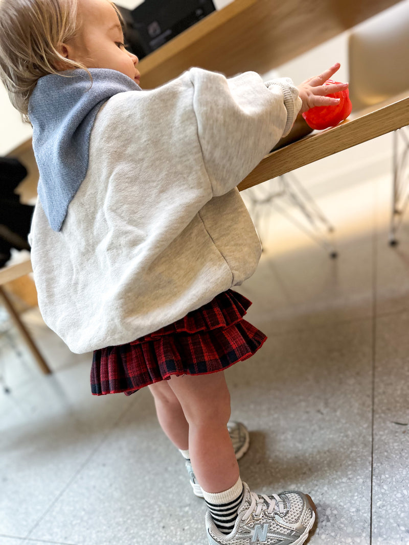 Flannel check shorty skirt - Red