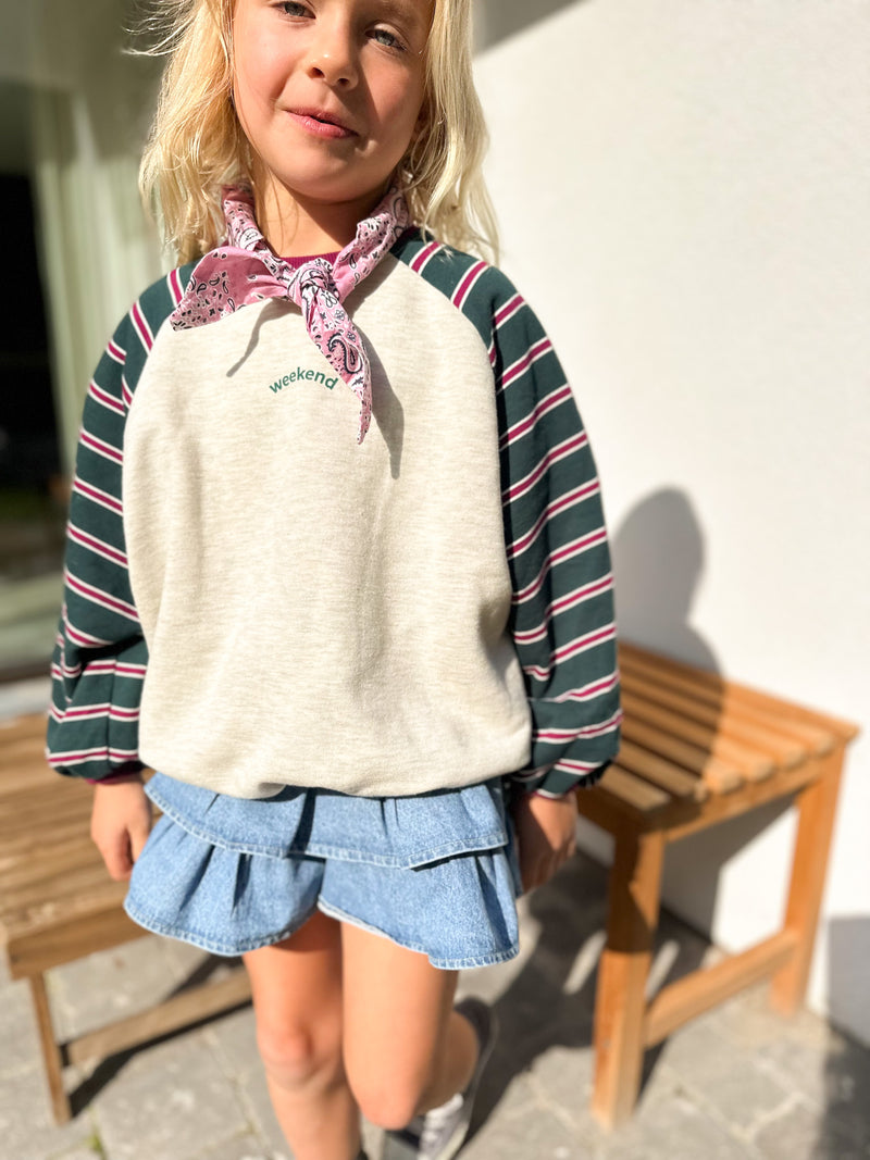 Weekend sweater - Oatmeal/green