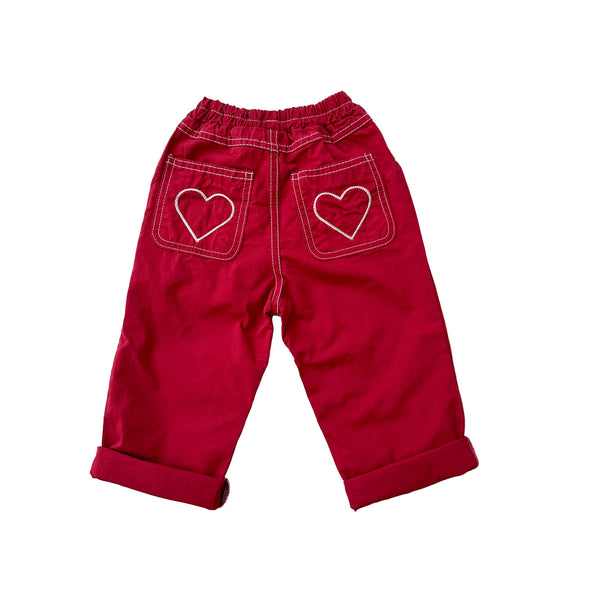 Heart pocket pants - Red