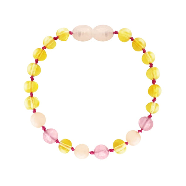 Amber bracelet - Lemon/rose quartz