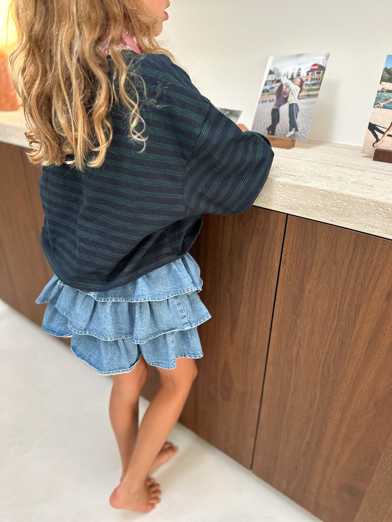 Dore striped crop tee - Navy