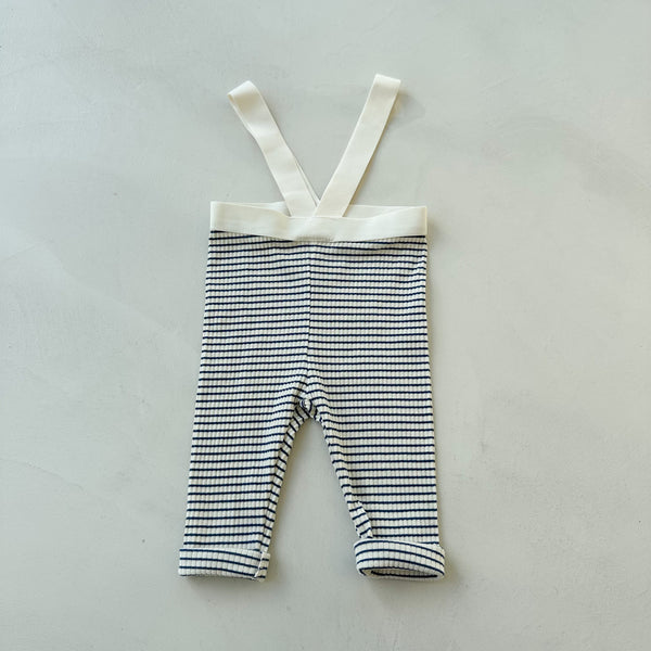 Striped suspender leggings - Blue