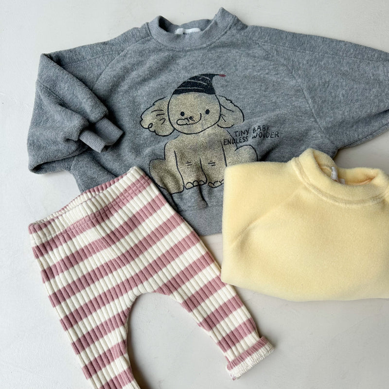 Fleeced terry elephant sweatshirt - Grey melange