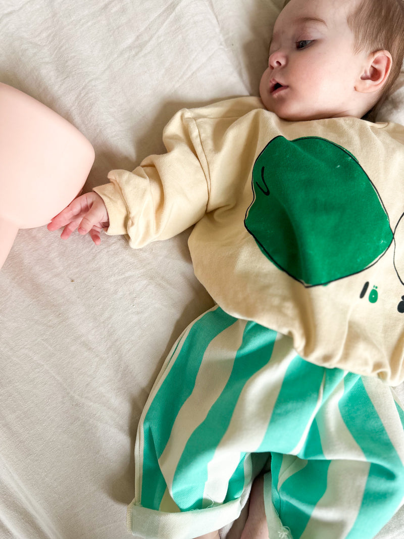 Stripes baby pants - Off white/mint