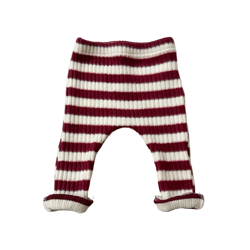 Riri soft stripe leggings - Wine/cream