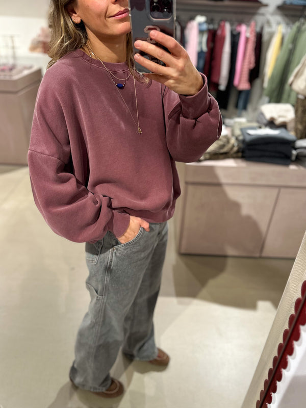 Joe fleeced sweatshirt - Washed burgundy