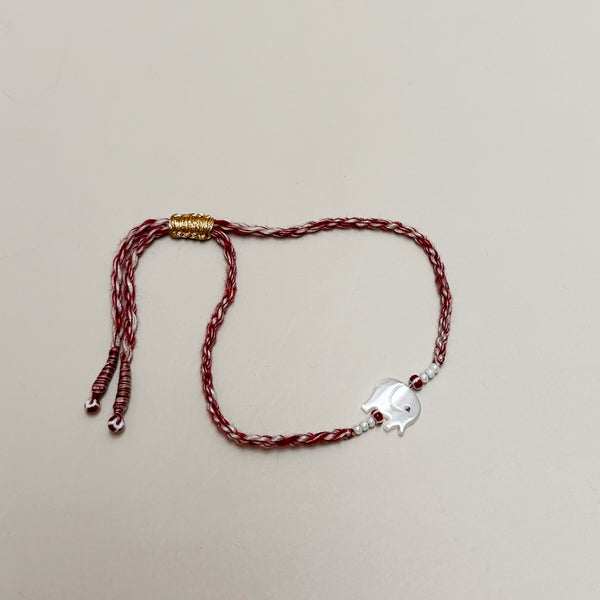 Pearl elephant bracelet - Red/white