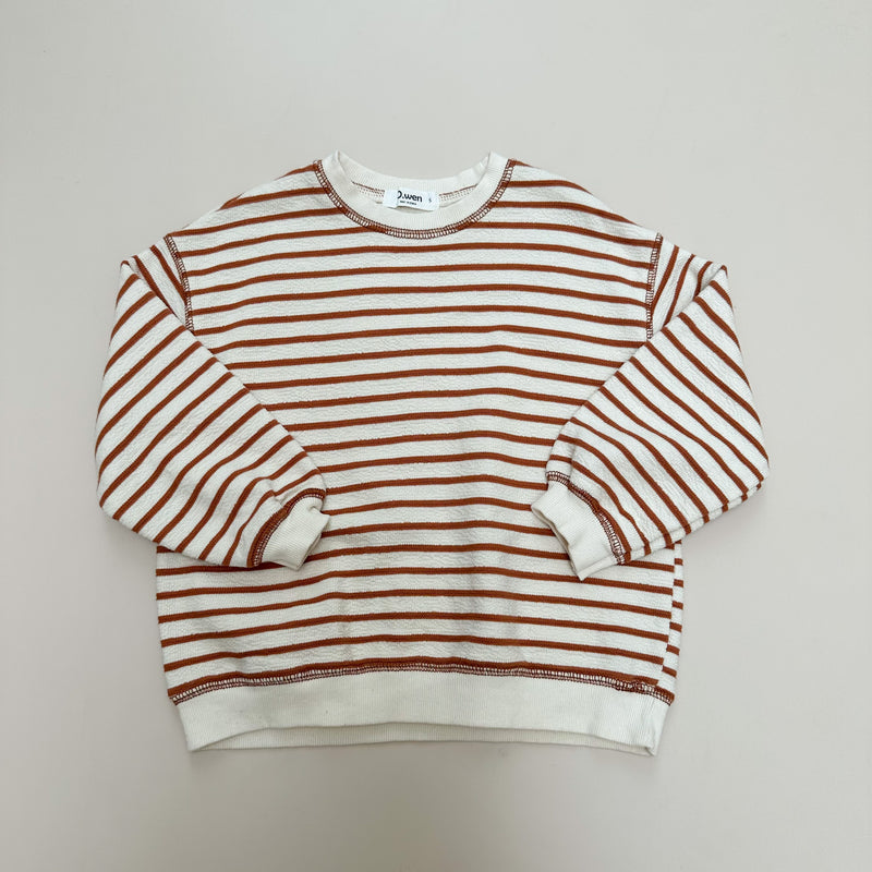 Structured striped sweatshirt - Cream/brick