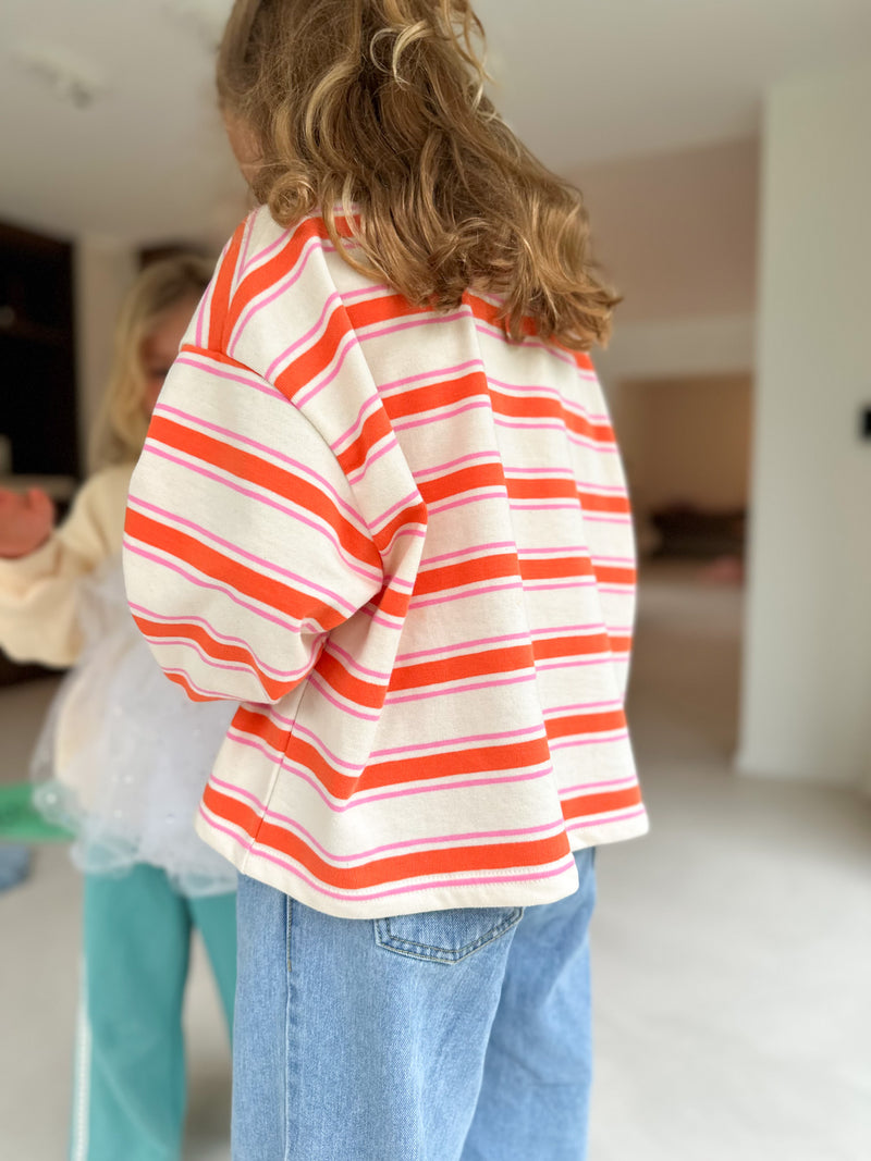 Striped cropped sweater - Orange