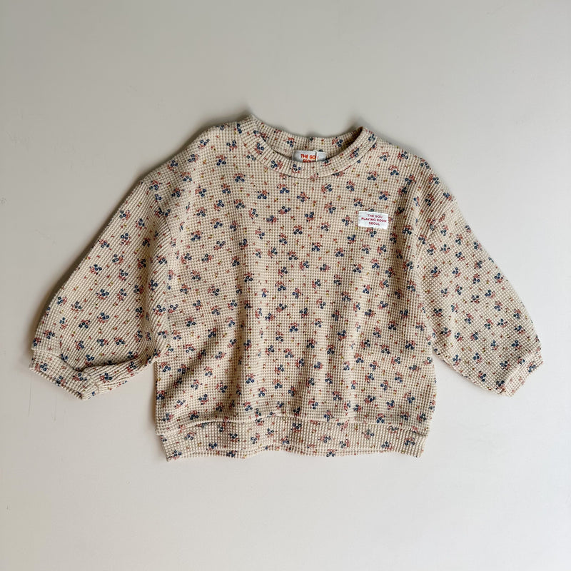 Flower waffle sweater - Beige