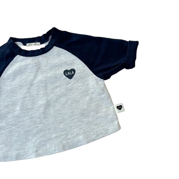 Bebe heart raglan tee - Navy/melange