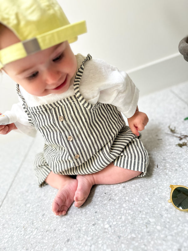 Breezy striped onesie - Dark grey melange