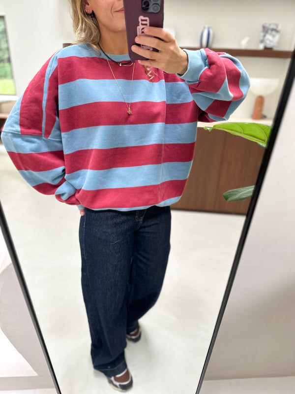 Sue striped sweatshirt - Burgundy/sky