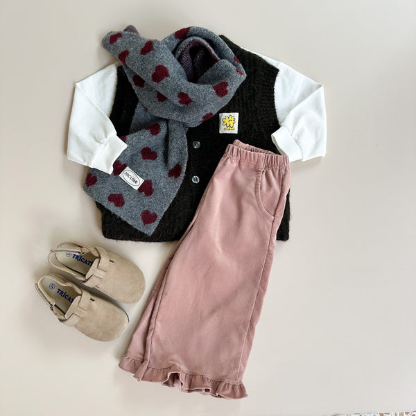 Hearts allover scarf - Dark grey melange