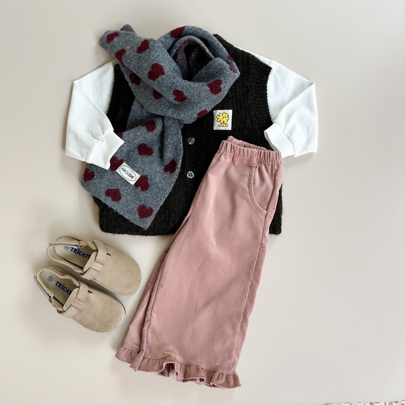 Hearts allover scarf - Dark grey melange