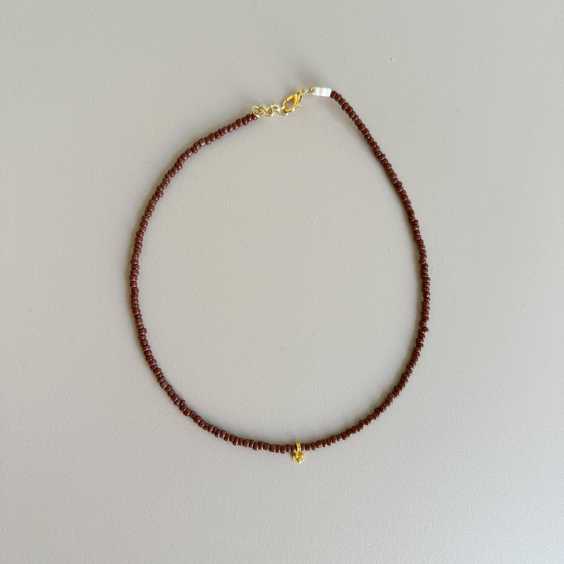 Simple beads necklace - Brown