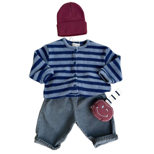 Bebe striped fleece cardigan - Blue
