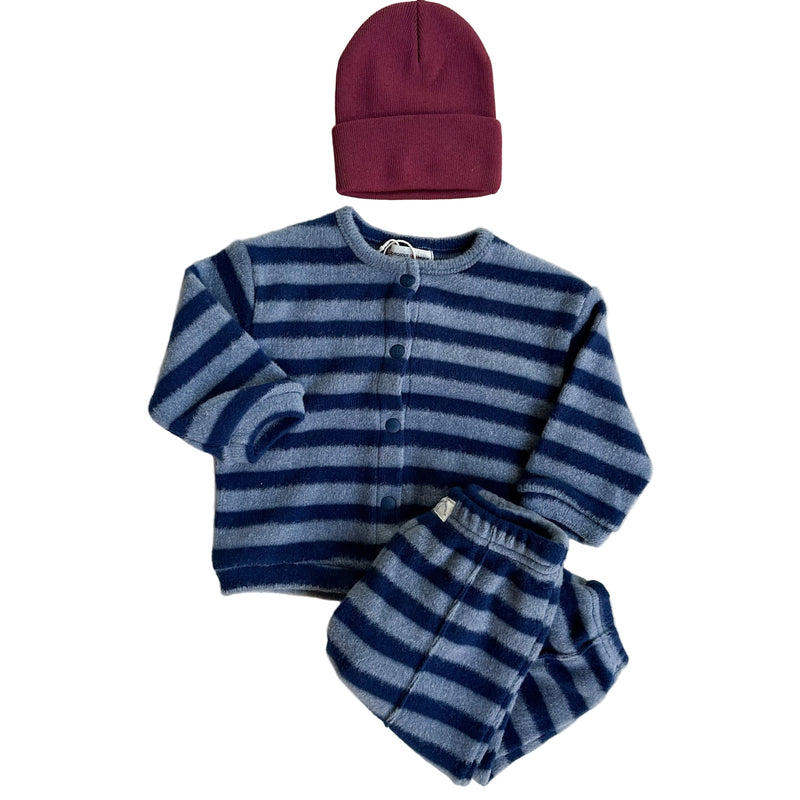 Bebe striped fleece cardigan - Blue