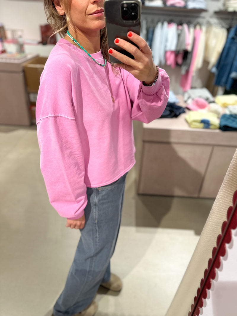 Mag cropped sweatshirt - Washed candy pink