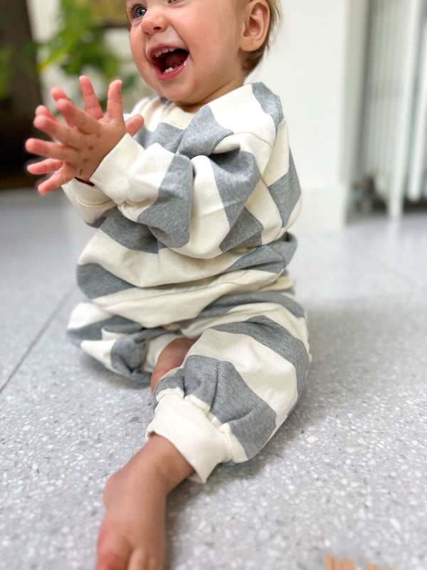 Bebe striped joggers - Grey melange