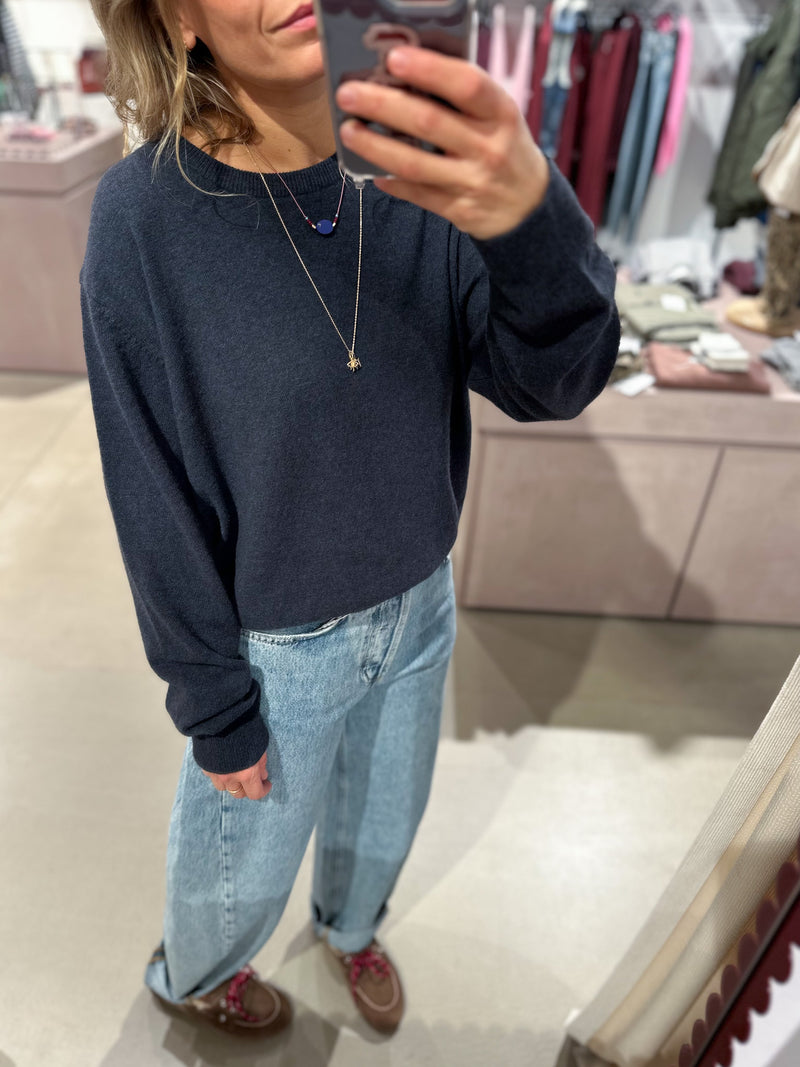 Fine wool jumper - Navy melange