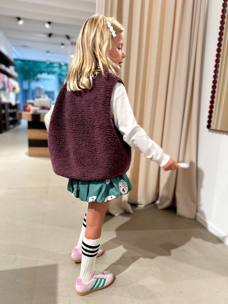 Hoktown pile vest kids - Burgundy melange