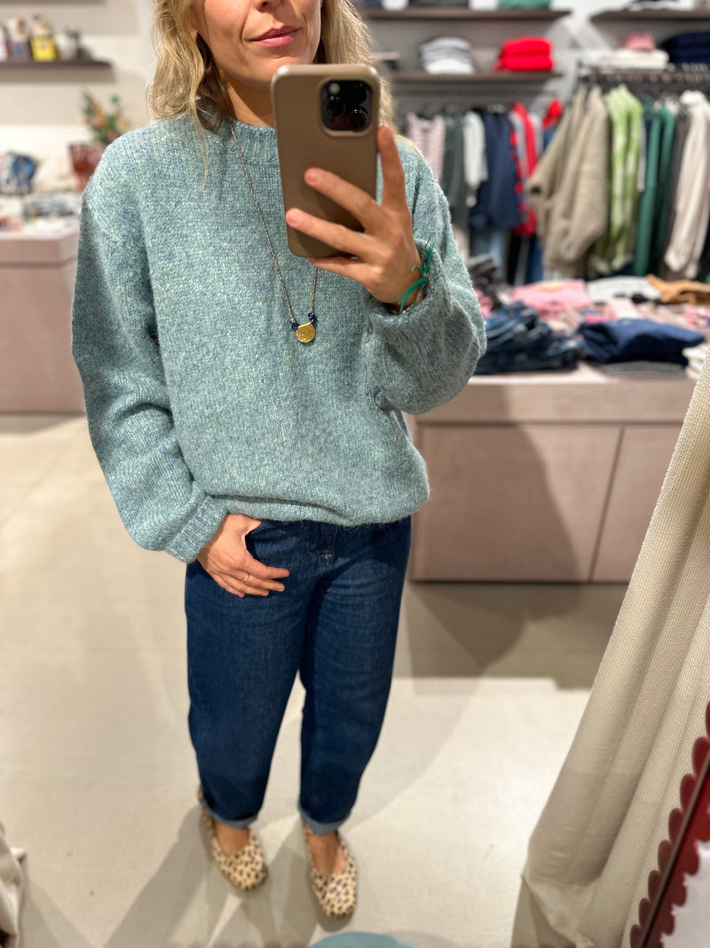 Wool mix melange jumper - Aqua mix