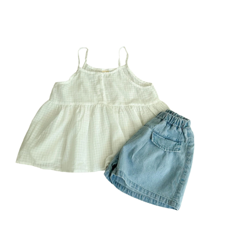 NB wide pocket denim shorts - Light blue