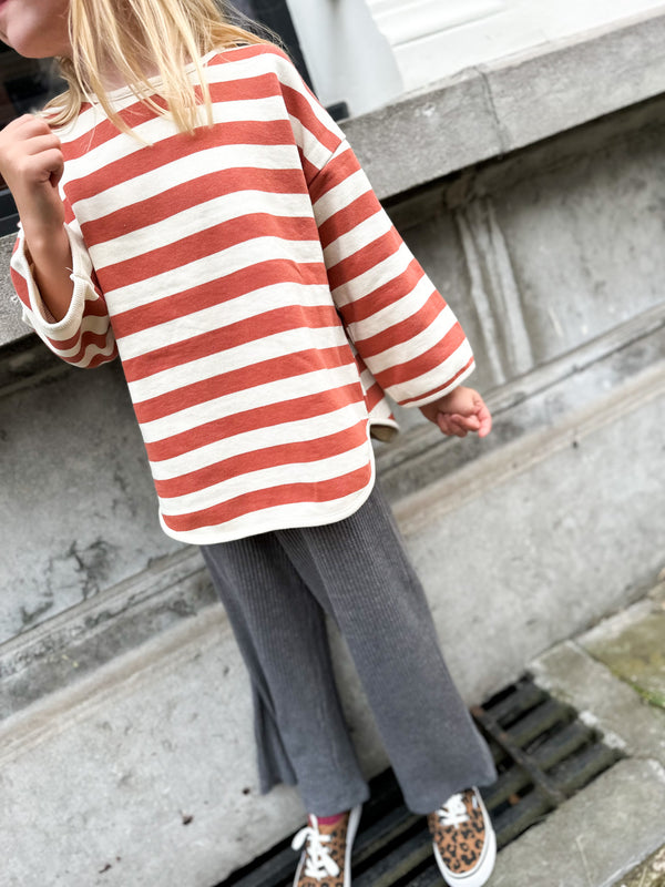 Shimba striped piping sweater - Brick