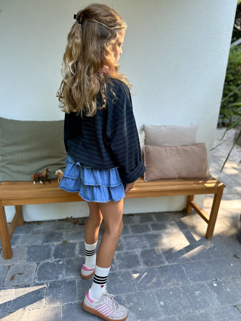Dore striped crop tee - Navy