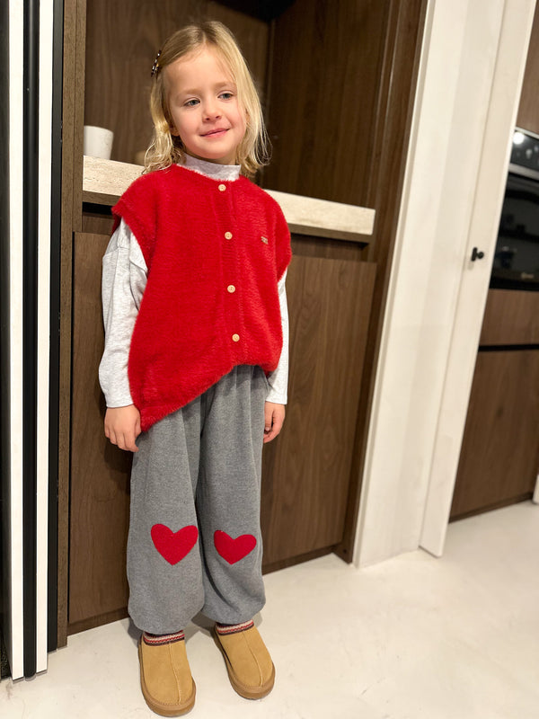 Heart patch pants - Grey melange