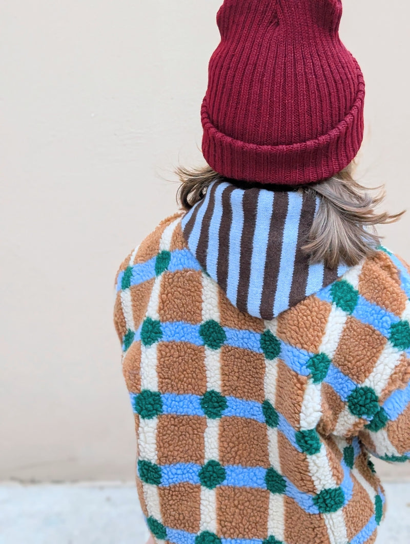 Check teddy jacket - Brown mix