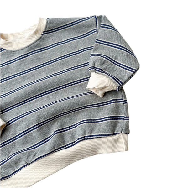 Bicolor stripe sweatshirt - Grey melange